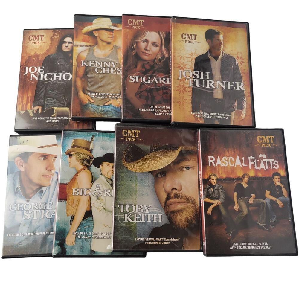 Lot of 8 CMT Country Music DVDs Joe Nichols Kenny Chesney Sugarland. Toby Keith